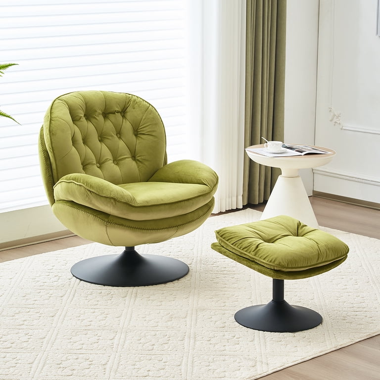 Velvet Swivel Accent Chair With Hidden Storage | 360° Rotating Comfy Chair For Living Room, Bedroom, Black