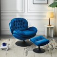 thumbnail image 1 of Velvet Swivel Accent Chair with Ottoman Set, Modern Lounge Chair with Footrest, Comfy Armchair with 360 Degree Swiveling for Living Room, Bedroom, Reading Room, Home Office, Metal Base Frame, Blue, 1 of 7
