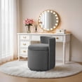 thumbnail image 1 of Velvet Swivel Accent Chair with Storage, 360° Vanity Makeup Chair with Wave Back, No Assembly Comfy Single Sofa Chair, Small Accent Stool for Bedroom, Dressing, Living Room, White, 1 of 7