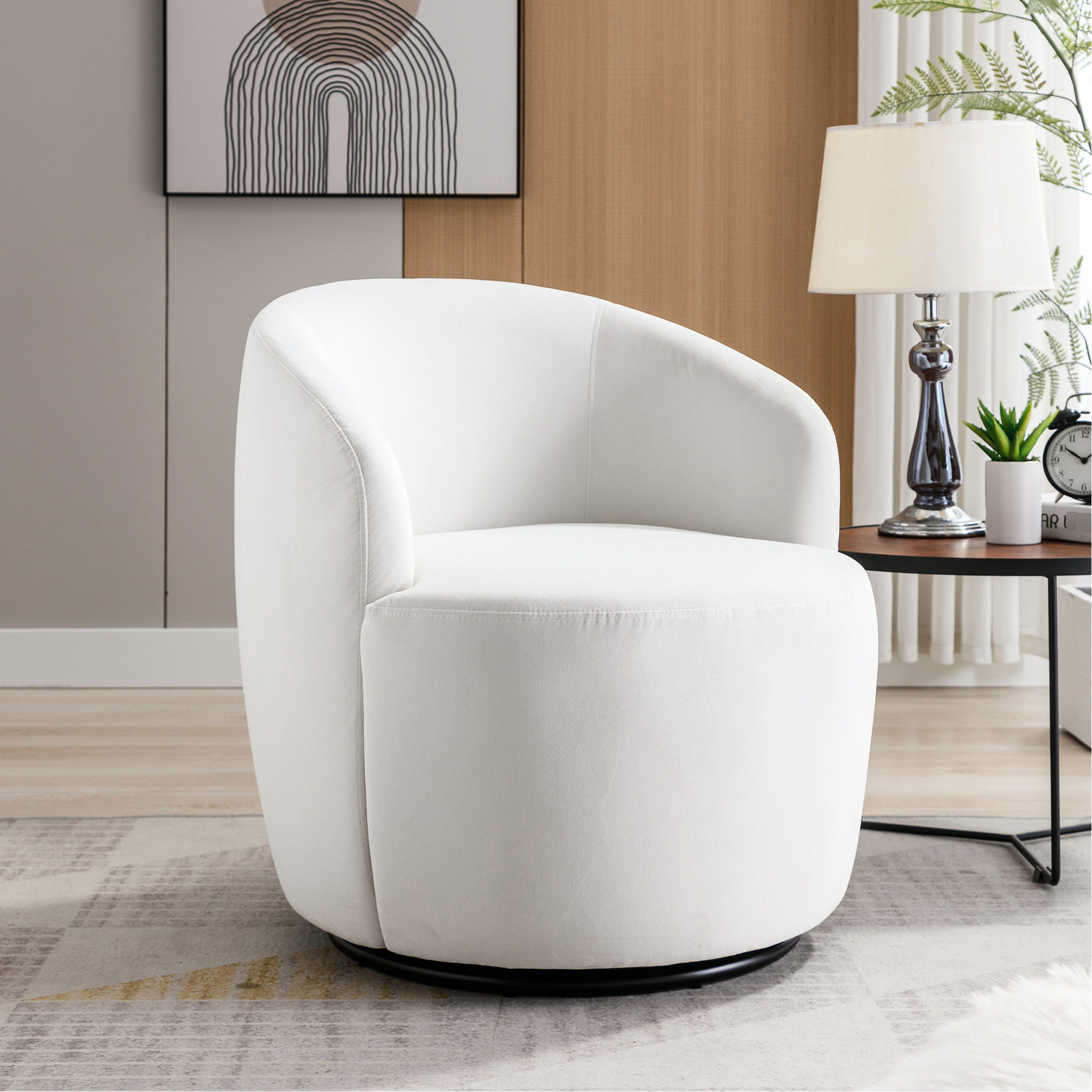 Velvet Swivel Accent Chair, White / Beautifies Your Entryway - Walmart.com
