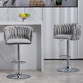 thumbnail image 1 of Adjustable Height Swivel Bar Stools Set of 2 with 360 Degree Rotation Anti Slip Base for Kitchen Island Home Bar Gray Velvet Upholstery, 1 of 7