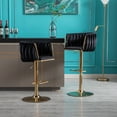 thumbnail image 1 of Velvet Swivel Bar Stools Set of 2 with Hand Woven Backrest, Adjustable Counter Height Bar Chairs with Chrome Footrest and Base,Kitchen Island Side Chair with Barrel Back for Kitchen Dining Room, 1 of 7