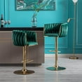 thumbnail image 1 of Velvet Swivel Bar Stools Set of 2, Modern Height Adjustable Stool Chair with Chrome Footrest and Base, Counter Height Bar Chairs with Low Back for Kitchen Pub, Kitchen, Café and Dining Chairs, Green, 1 of 7