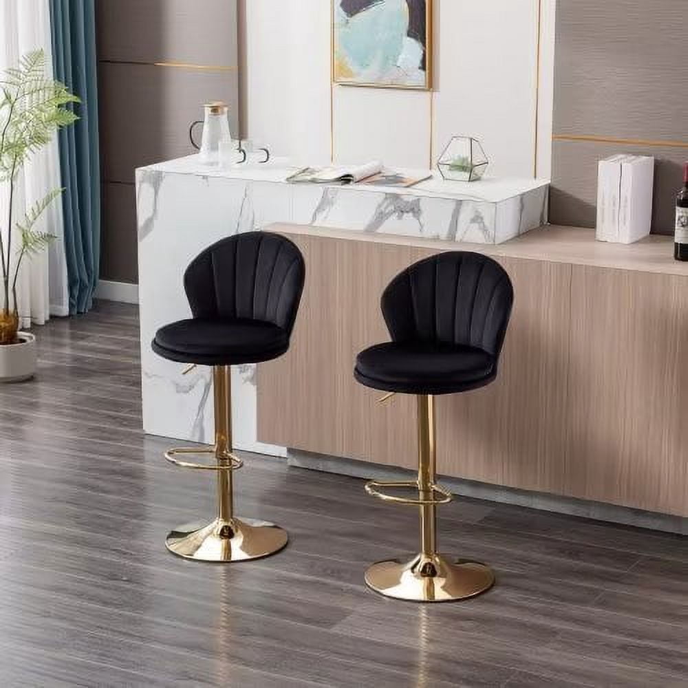 Velvet Swivel Bar Stools Set of 2, Modern Height Adjustable Stool Chair ...