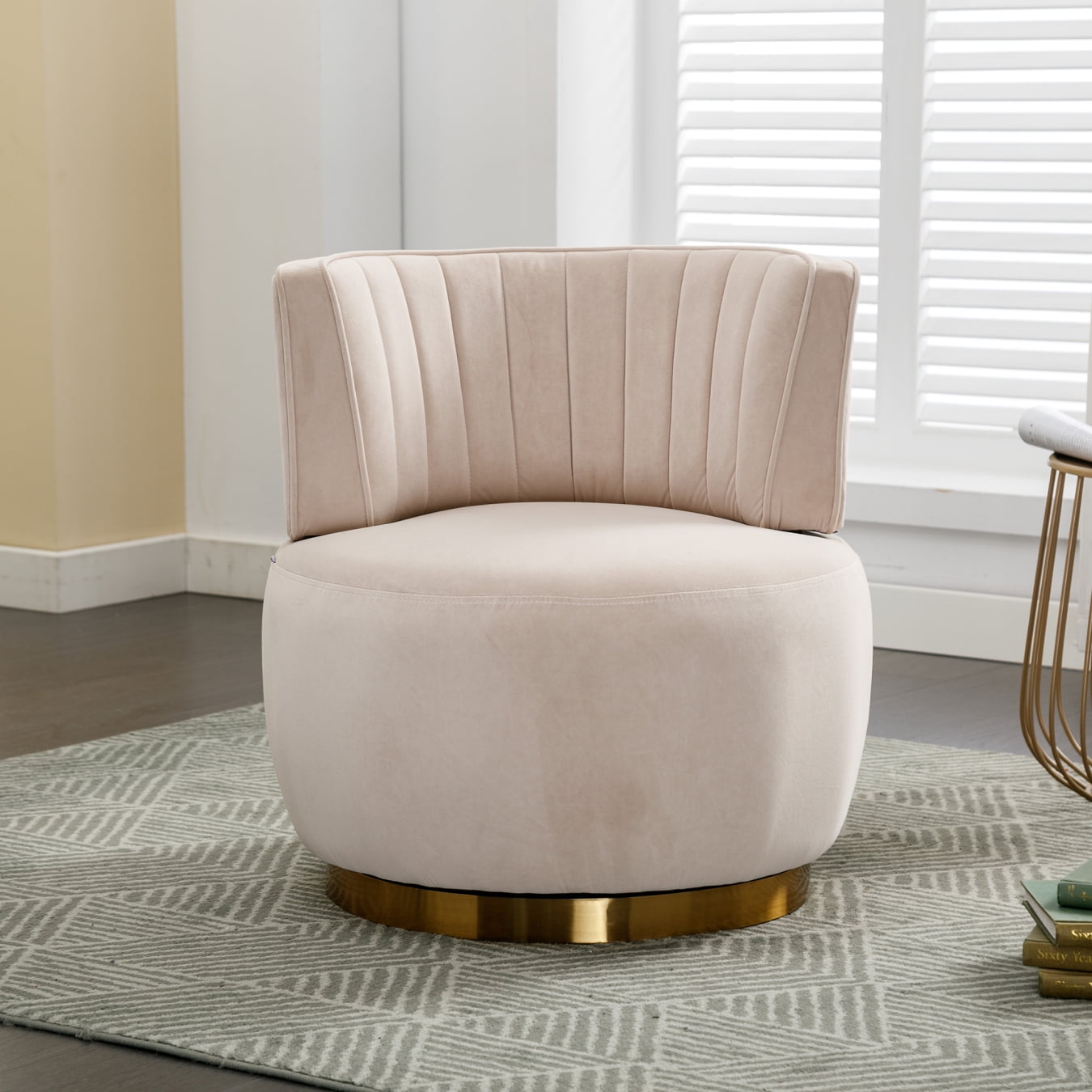Mid-Century Modern 360° Swivel Accent Chair, Velvet Round