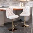 thumbnail image 1 of Velvet Swivel Barstools, Counter Height Dining Chairs with Adjustable Seat Height and Tufted Back, Upholstered Bar Chairs with Nailhead Trim for Home Pub and Kitchen Island, Set of 2, Beige, 1 of 7