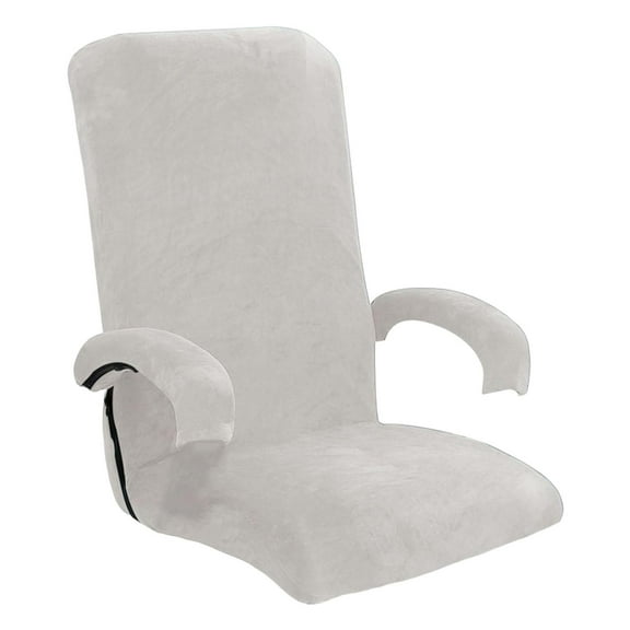 Velvet Swivel Computer Cover Slipcover Furniture Soft Dustproof Polyester Elastic Office Arm Cover for Computer , white