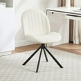 thumbnail image 1 of Velvet Swivel Office Chair No Wheels, Small Comfy Mid Century Armless Desk Chair, Cute Swivel Vanity Chair No Wheels for Small Spaces, Bedroom,Living Room,Home Office, Cream, 1 of 16