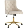 thumbnail image 1 of Velvet Swivel Office Desk Chair with Wheels, Height Adjustable Task Chair with Gold Base, Upholstery Makeup Vanity Chair with Button Tufted Back for Teens Women Girls, Beige, 1 of 17