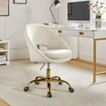thumbnail image 1 of Luxury Office Chair Premium Modern Velvet Swivel Desk Chair with Chic Gold Base in Bold Colors Ivory, 1 of 8
