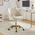 thumbnail image 1 of Luxury Office Chair Premium Modern Velvet Swivel Desk Chair with Chic Gold Base in Bold Colors Tan, 1 of 9