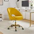 thumbnail image 1 of Luxury Office Chair Premium Modern Velvet Swivel Desk Chair with Chic Gold Base in Bold Colors Yellow, 1 of 9