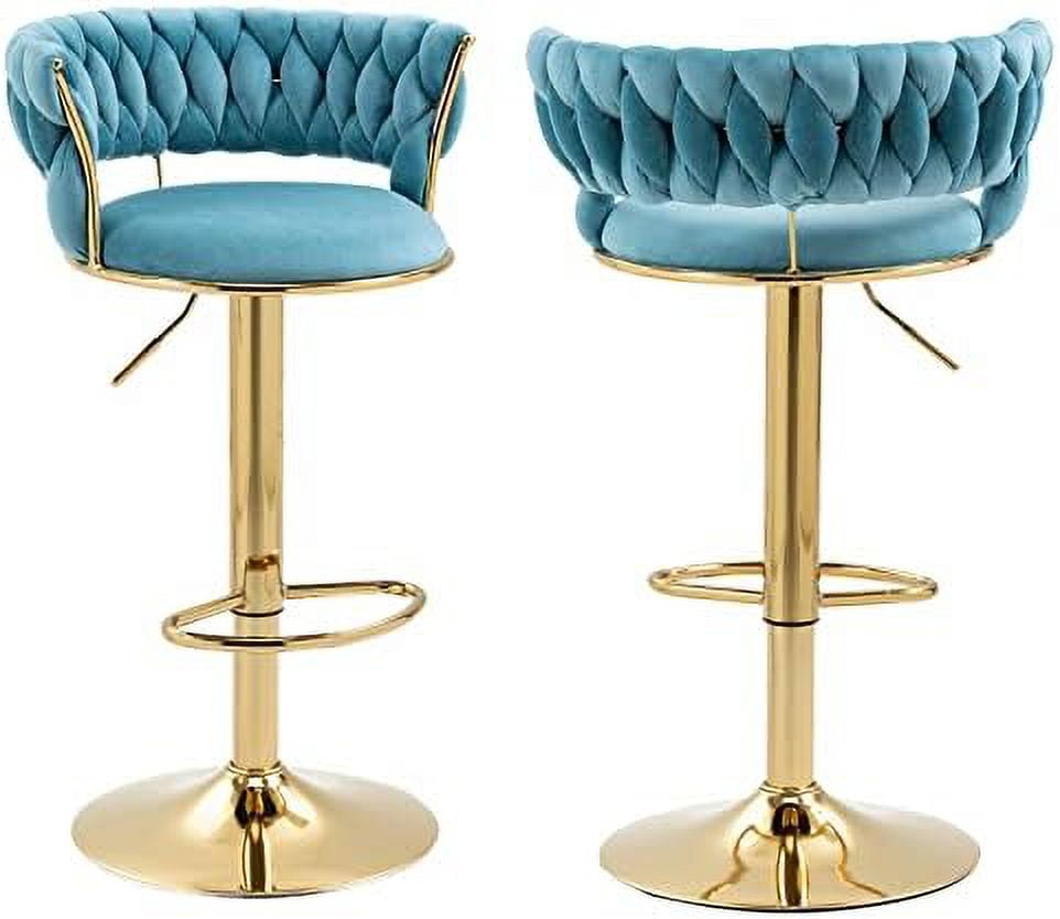 ° Velvet Swivel Stools with Low Back & Footrest Adjustable Counter