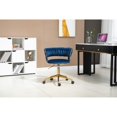 thumbnail image 1 of Velvet Swivel Tufted Adjustable Height Home Office Chair with Gold Base Navy, 1 of 5