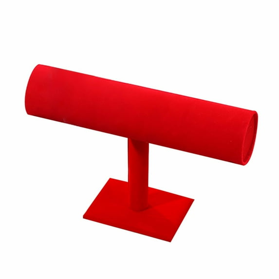 Velvet T-Bar Jewelry Display Stand Holder, Bracelet Watch Headband Organizer for Home Closet Bedroom, Elegant Velvet Organizer Stand for Accessories Storage, 1X Storage Rack