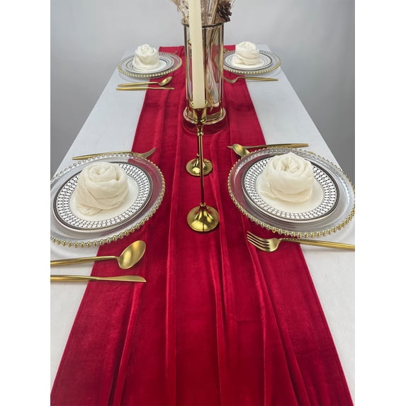 Velvet Table Runner 29x120 Inches, Soft Luxurious Fabric for Christmas, Thanksgiving, Wedding, Bridal Shower, Banquet or Home Dining Table Decor