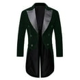thumbnail image 1 of Velvet Tailcoat for Men Casual Long Sleeve Dress Suit Wedding Party Stage Attire Jackets, Green, M, 1 of 3