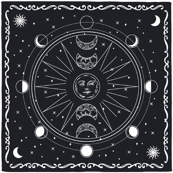 Velvet Tarot Tablecloth for Divination Tarot Card Pad Pendulum Tablecloth Square Moon 500x500mm DIY