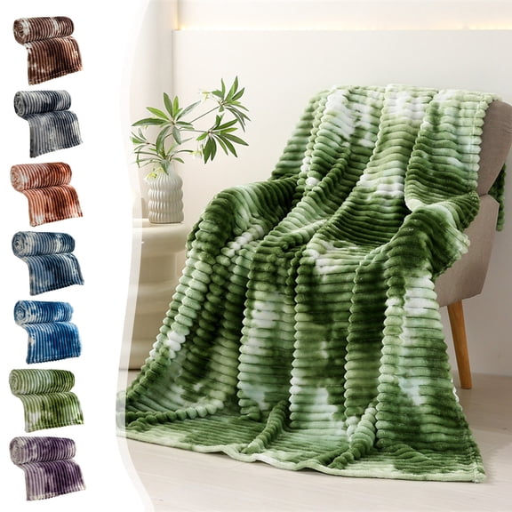 Velvet Throw Blanket | Plush Polyester Soft Striped Texture | Cozy Warm Winter Nap & Sofa Layer | 100×150 cm (39×59 in) | Lightweight Compact | Assorted Colors
