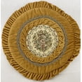 thumbnail image 1 of Velvet Throw Pillow Case with Floral Brocade Motif and Gold Bordered, Cognac 16 Inch Round, 1 of 3