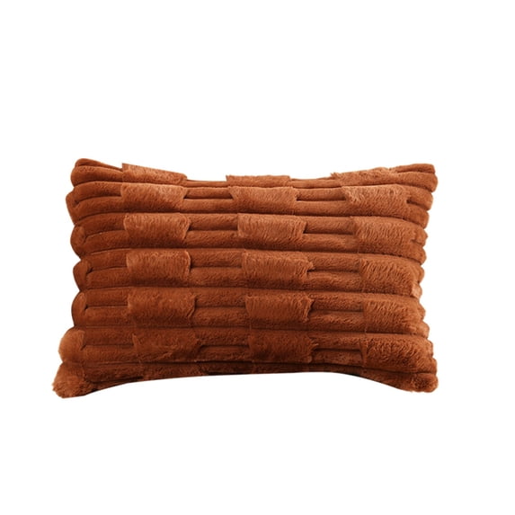 Velvet Throw Pillow Cover, 19.68 x 11.81 In Rectangular Cushion Case for Sofa Couch Bed Decor, Coffee