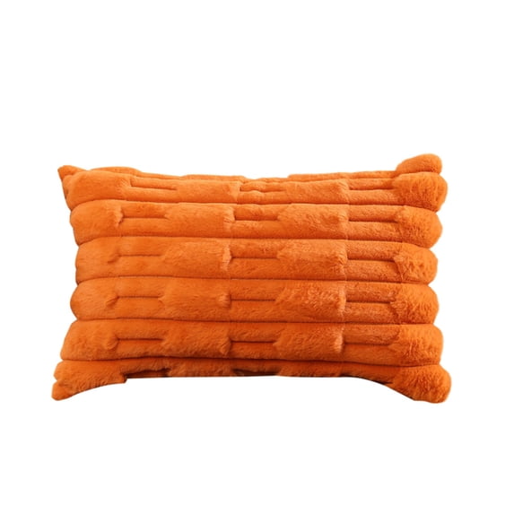 Velvet Throw Pillow Cover, 19.68 x 11.81 In Rectangular Cushion Case for Sofa Couch Bed Decor, Orange