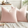 thumbnail image 1 of Velvet Throw Pillow Covers 18x18 Inch, Pack of 2, Pink Solid Decorative Square Pillow Cases, Soft Cushion Covers for Sofa, Bedroom, Chair, Car, Home Decor, 1 of 6