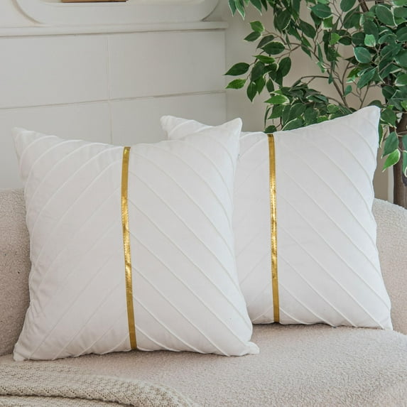 Velvet Throw Pillow Covers, Pack of 2 Soft Gold Decorative Cushion Covers for Couch Sofa Living Room Home Decoration