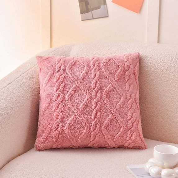 Velvet Throw Pillow Decorative Accent Pillow 16x16 Inch Throw Pillow Insert Included Decorative Cushion for Sofa Bed Living Room Home Decor Accent Pillow Pink