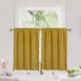 thumbnail image 1 of Velvet Tier Curtains for Kitchen Windows Boho Tassels Heavyweight Luxury Darkening Privacy Protection Café Curtains Home Decor Half Window Curtain for Bathroom, 26"×45", Yellow, Set of 2, 1 of 5