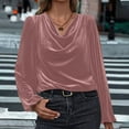 thumbnail image 1 of Velvet Tops for Women Elegant Cowl Neck Dressy Shirts Casual Loose Long Lantern Sleeve Flowy Blouse Trendy Tunic Winter Blouses Fashion Outfits, 1 of 6