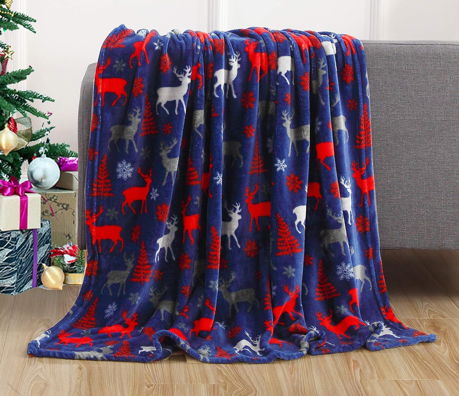 Moose Print Ultra Soft Fleece Throw Blanket, 50" x 60"