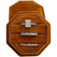 thumbnail image 1 of Velvet Treasures Engagement Ring Box - Vintage 3 Slot Octagon Jewelry Box for Wedding Ceremony, Display & Storage, Burnt, 1 of 4
