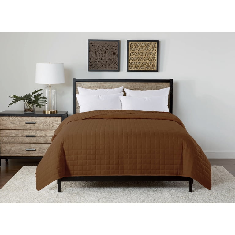 Velvet Trim Blanket - Twin - Tobacco Brown
