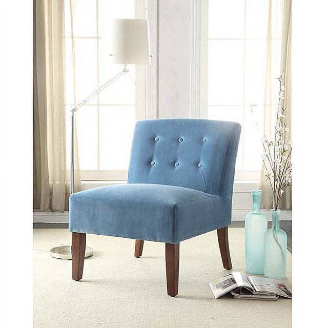Velvet Tufted Armless Accent Chair, Teal - Walmart.com
