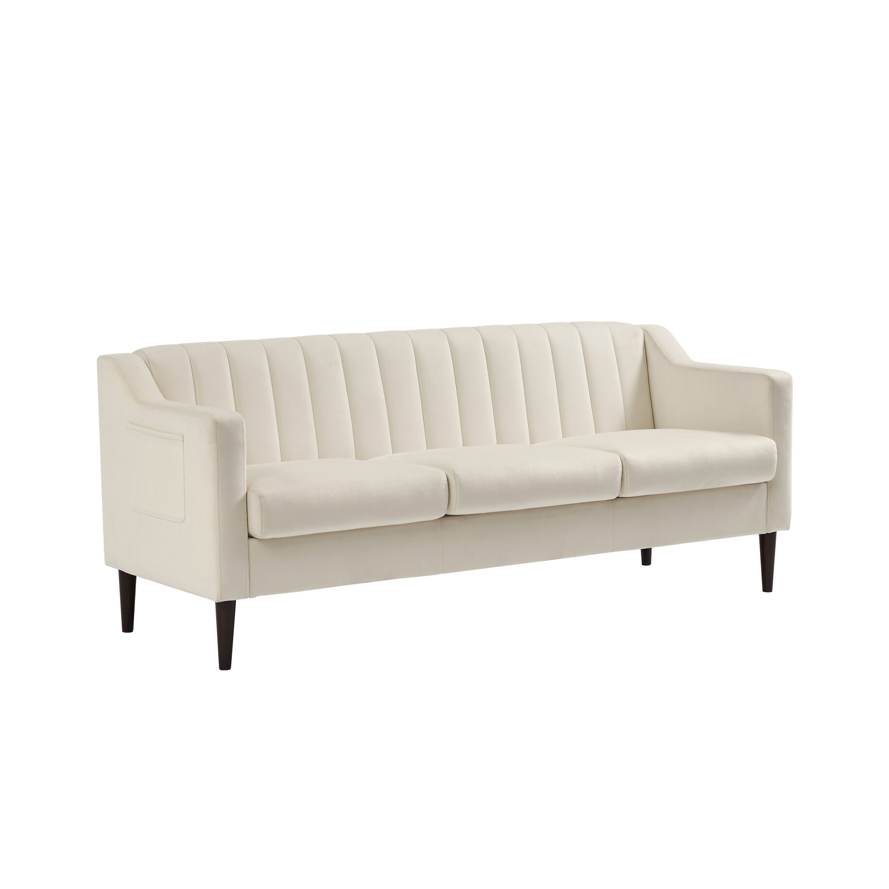 Velvet Tufted Chesterfield Sofa, Modern Sectional Sofa with Rolled