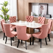Velvet Tufted Dining Chairs Set of 8, Upholstered Accent Chairs with Solid Wood Frame for Kitchen & Dining Room