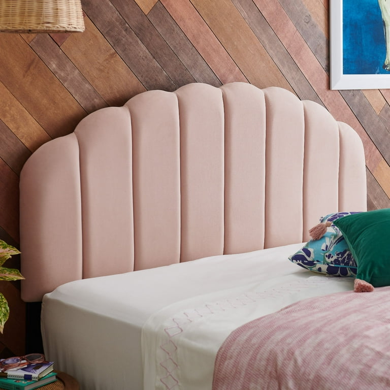 Velvet Tufted Scallop Headboard Multiple Colors and Sizes by Drew Barrymore Flower Home Walmart