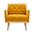 thumbnail image 1 of Velvet Upholstered Accent Chair Armchair for Living Room,Modern Leisure Single Sofa Chair with Rose Golden Feet-Mustard, 1 of 7