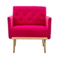 thumbnail image 1 of Velvet Upholstered Accent Chair Armchair for Living Room,Modern Leisure Single Sofa Chair with Rose Golden Feet-Rose red, 1 of 7