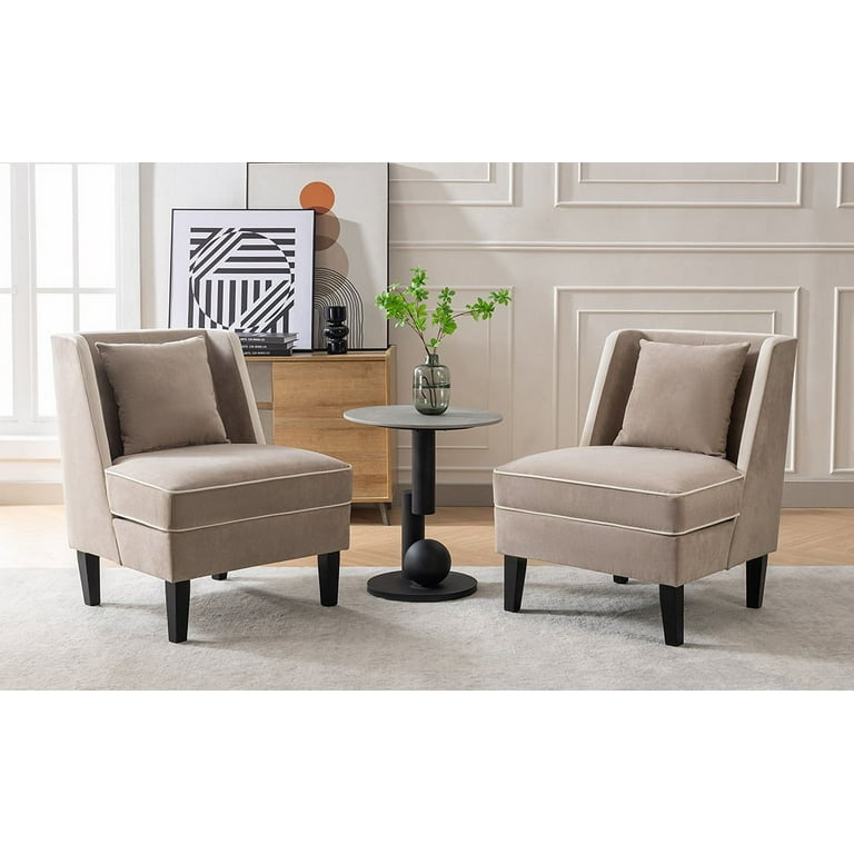 THOWDEE Traditional Upholstered Accent Chair with Cream Piping