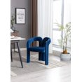 thumbnail image 1 of Velvet Upholstered Accent Chair with M Shaped Back, Contemporary Barrel Dining Chair with Wood Frame, Side Armchair for Living Room Kitchen Bedroom, Navy, 1 of 8