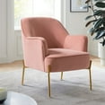thumbnail image 1 of Velvet Upholstered Accent Chair Metal Legs Curved Backrest Lounge Home Armchair Bedroom Adult Pink, 1 of 9