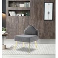 thumbnail image 1 of Velvet Upholstered Accent Chair, Modern Dining Office Chairs Armless Slipper Chair with Metal Gold Legs, Cute Makeup Chair Side Chair Single Luxury Sofa Chair for Living Room Bedroom, Grey, 1 of 5