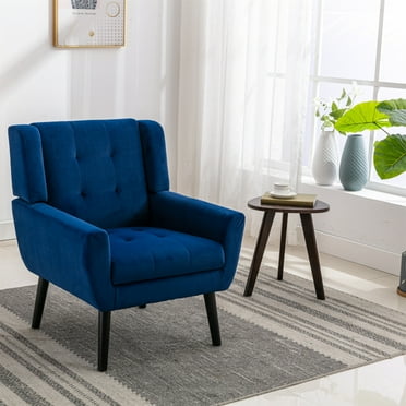 Velvet Upholstered Accent Chair with Padded Seat and Tapering Metal Legs, Comfy Accent Chair with Ergonomic Back and Thickened Sponge,  Single Sofa Chair with Black Legs for Living Room