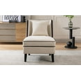 thumbnail image 1 of Velvet Upholstered Accent Chair with Pillow and Solid Wood Legs, Side Chair with Cream Piping and Padded Cushion, Single Sofa Couch with Anti-skip Footpads for Living Room, Bedroom and Balcony,Cream, 1 of 9