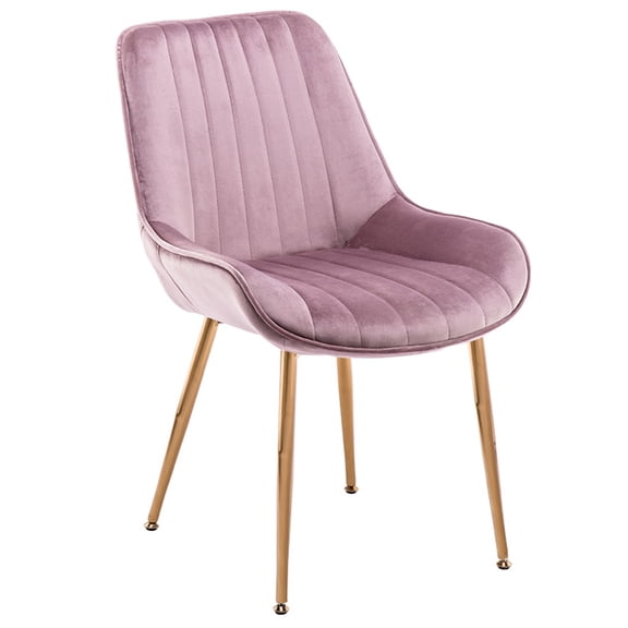 Velvet Upholstered Dining Chairs Mid Century Modern Accent Chairs For Office, Kitchen Side Chairs For Dining Room, With Gold Metal Legs, For Reception Room