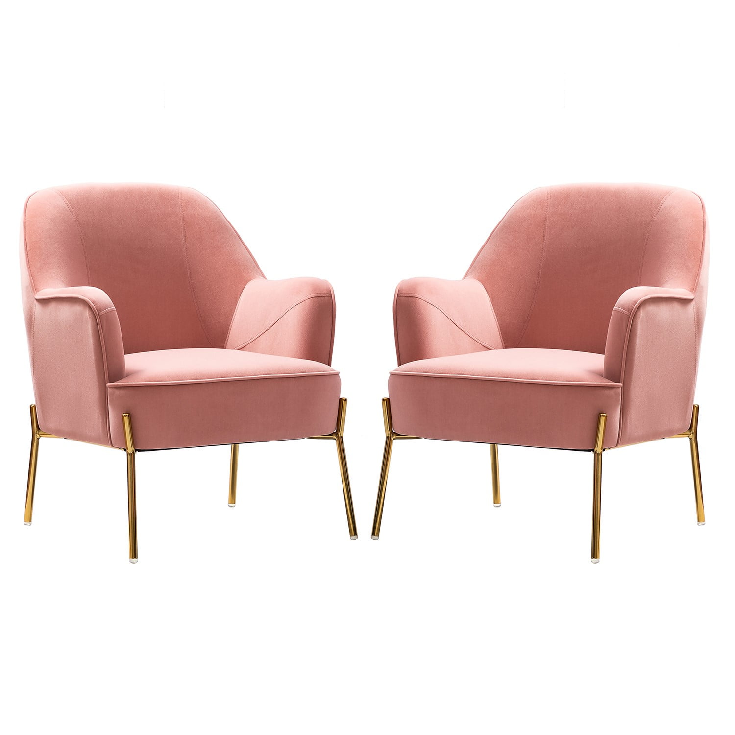 Pink Velvet Swivel Accent Chair with Metal Frame
