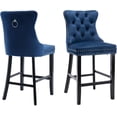 thumbnail image 1 of Velvet Upholstered Bar Stools Set of 2 with Back and Wood Legs, Metal Pulling Ring, Armless Counter Height Barstools for Kitchen Island, Pub, 1 of 7