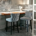 thumbnail image 1 of Velvet Upholstered With Button Decoration, Nailhead Trim & Wooden Legs, Gray Of 2 - Sw1824gy, Comfy Bar Chairs Accents, Legs And Trim, 2, Leisure Chair Collection, 1 of 6
